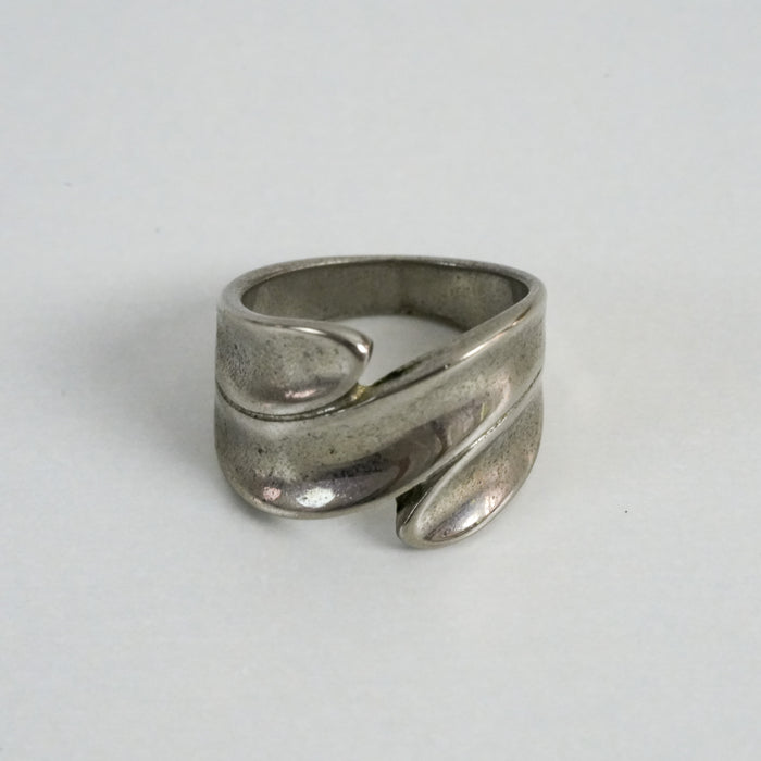 Vintage Silver-Tone Sculptural Wrap Statement Ring