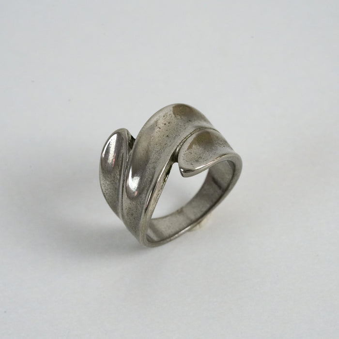 Vintage Silver-Tone Sculptural Wrap Statement Ring