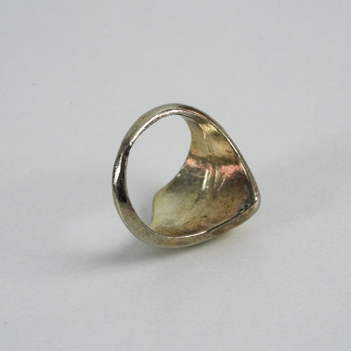 Vintage Silver-Tone Black Enamel Signet Ring
