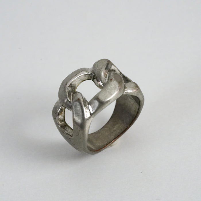 Vintage Silver-Tone Interlocking Chain Statement Ring