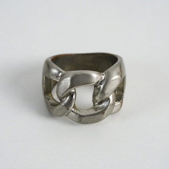 Vintage Silver-Tone Interlocking Chain Statement Ring