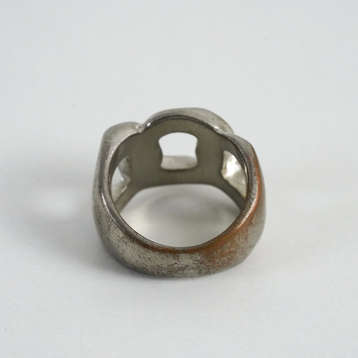 Vintage Silver-Tone Interlocking Chain Statement Ring