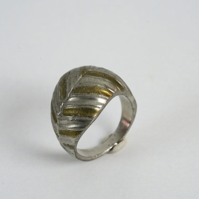 Vintage Silver and Gold-Tone Textured Statement Ring