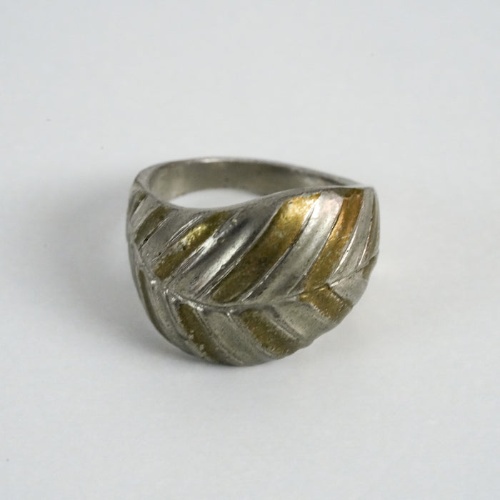 Vintage Silver and Gold-Tone Textured Statement Ring