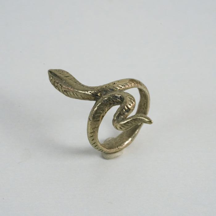 Vintage Gold-Tone Serpent Wrap Statement Ring