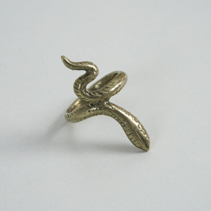 Vintage Gold-Tone Serpent Wrap Statement Ring