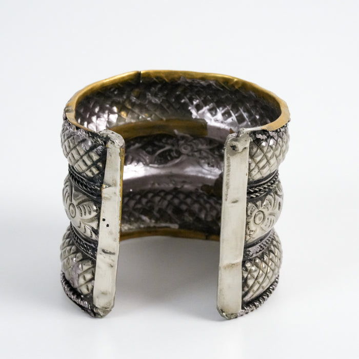Vintage Silver-Tone Ornate Cuff Bracelet