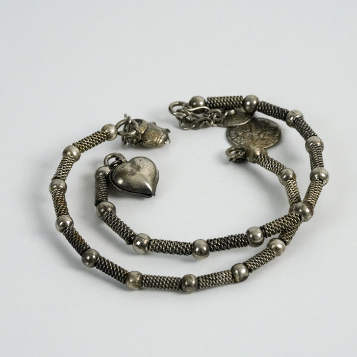 Vintage Silver-Tone Charm Set Bracelet