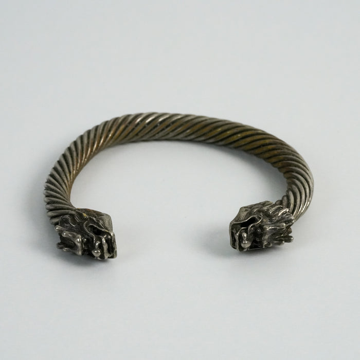 Vintage Silver-Tone Dragon Head Cuff Bracelet
