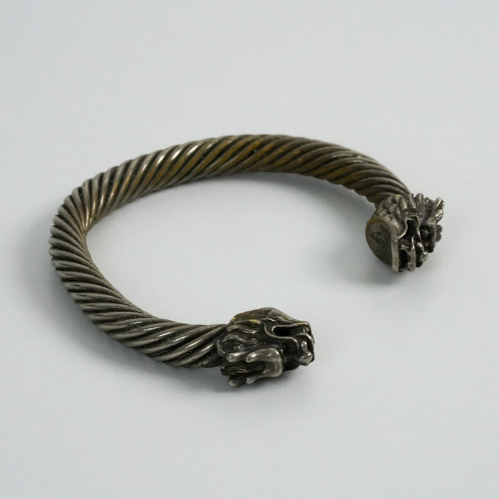 Vintage Silver-Tone Dragon Head Cuff Bracelet
