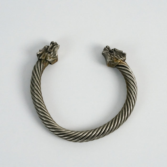 Vintage Silver-Tone Dragon Head Cuff Bracelet
