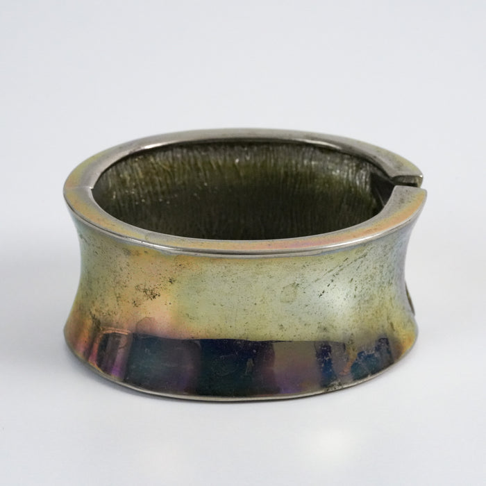Vintage Silver-Tone Iridescent Style Cuff Bracelet