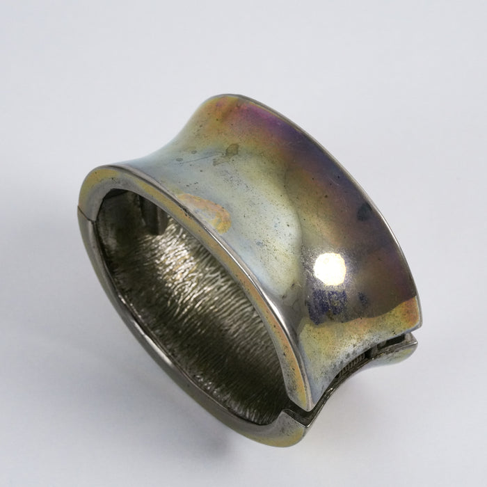 Vintage Silver-Tone Iridescent Style Cuff Bracelet