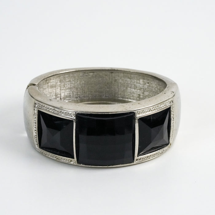 Vintage Black Gemstone Cuff Bracelet