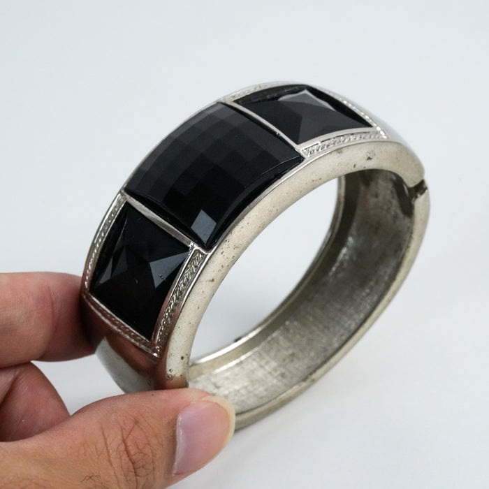 Vintage Black Gemstone Cuff Bracelet