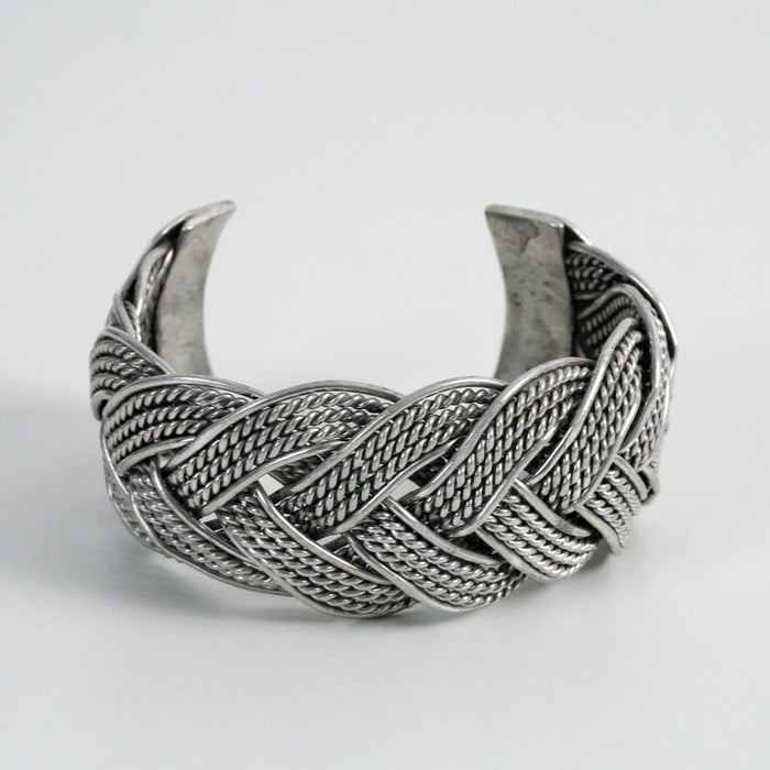 Vintage Silver Braided Cuff Bracelet
