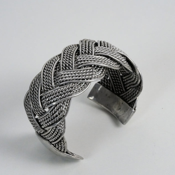 Vintage Silver Braided Cuff Bracelet