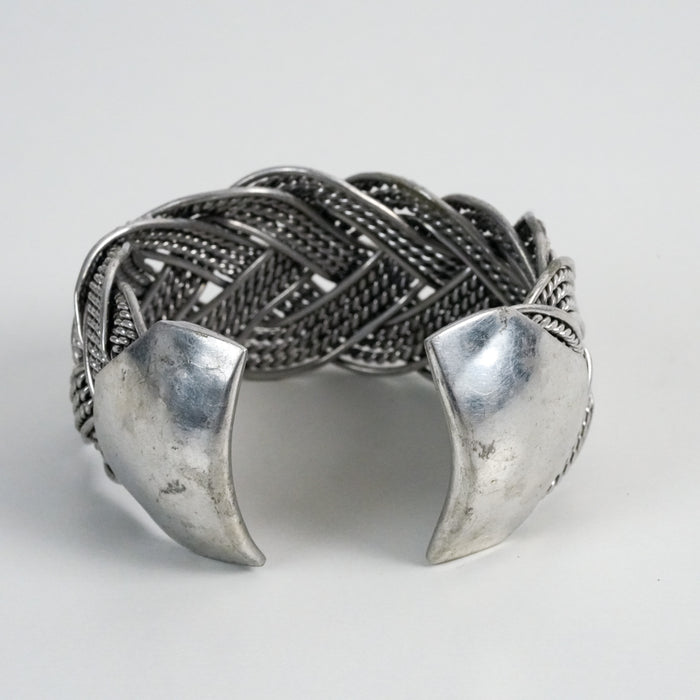 Vintage Silver Braided Cuff Bracelet