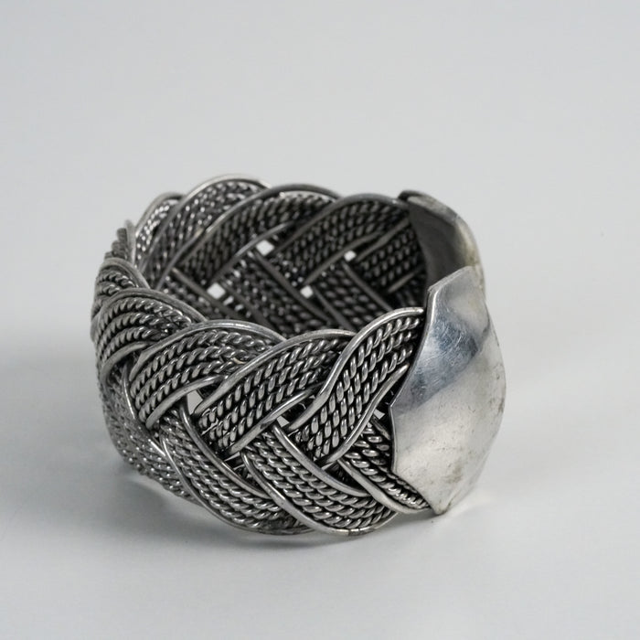 Vintage Silver Braided Cuff Bracelet