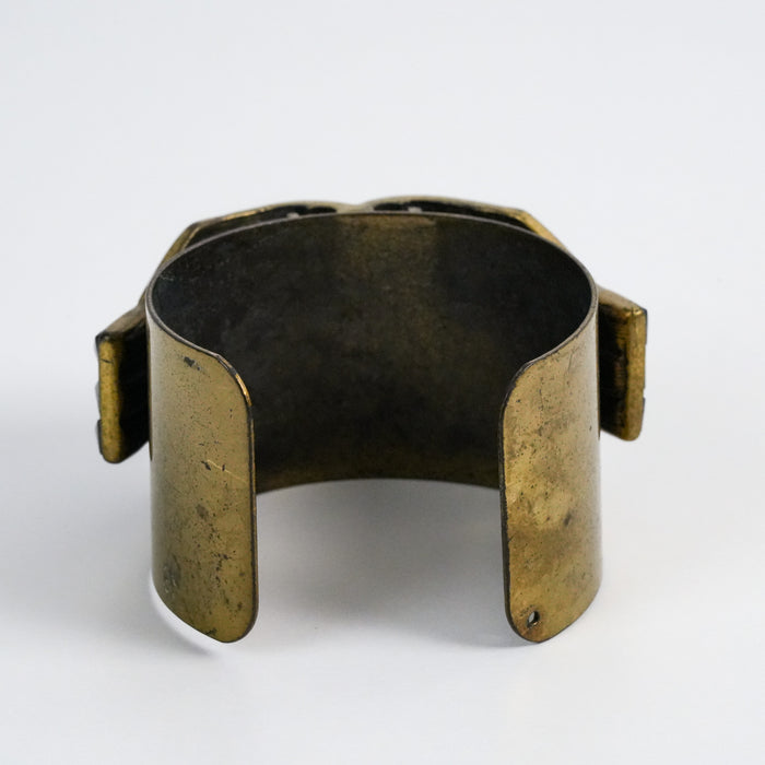 Vintage Black & Gold Rhinestone Statement Cuff Bracelet