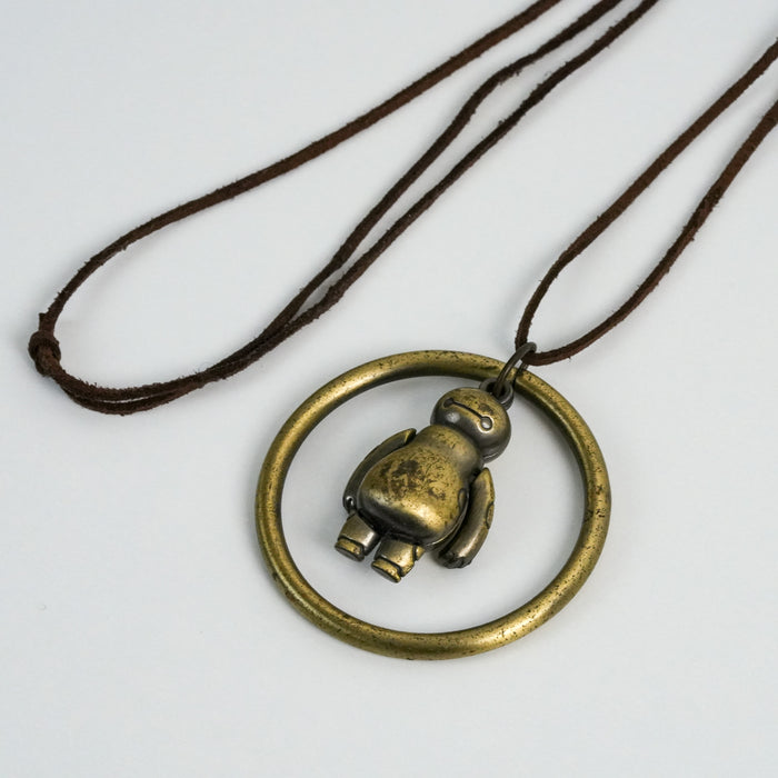 Vintage Gold-Tone Robot Pendant Necklace