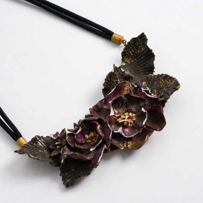 Vintage Burgundy Floral Statement Necklace
