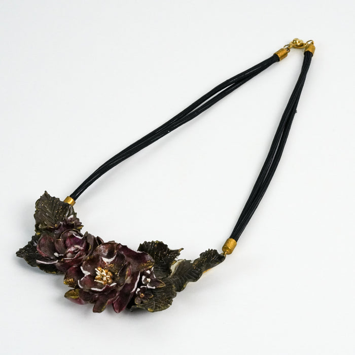 Vintage Burgundy Floral Statement Necklace