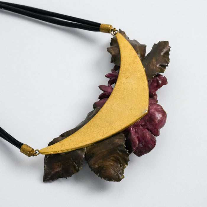 Vintage Burgundy Floral Statement Necklace