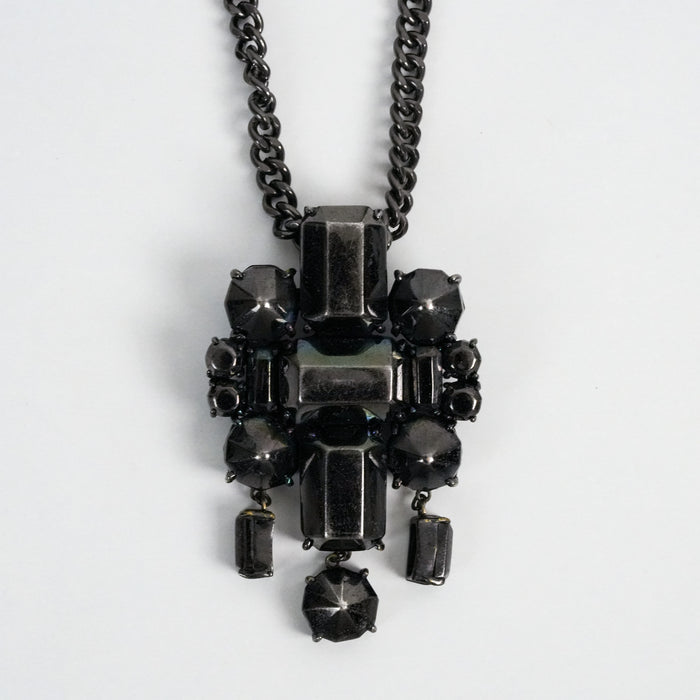 Vintage Black Geometric Statement Necklace