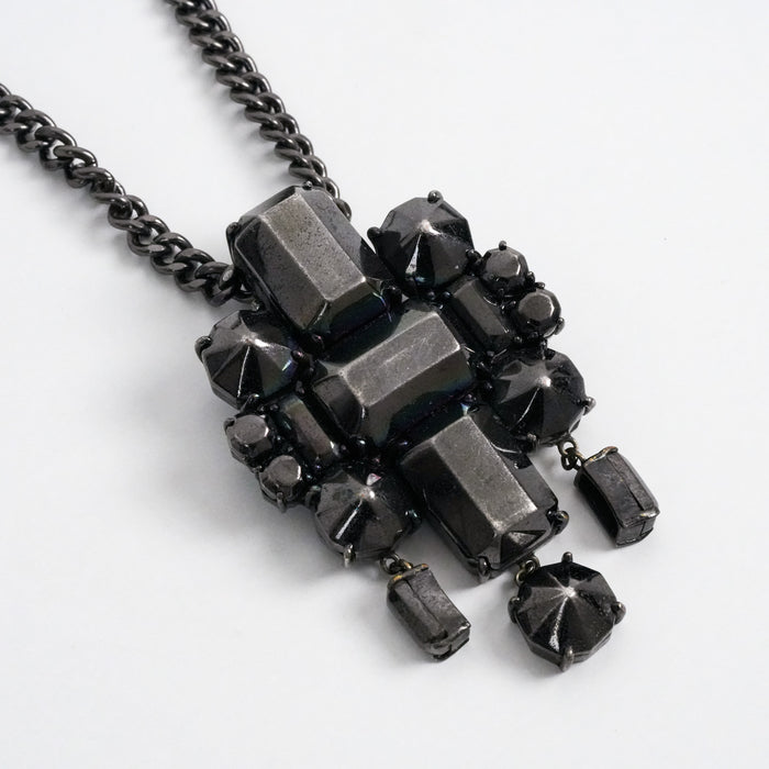 Vintage Black Geometric Statement Necklace