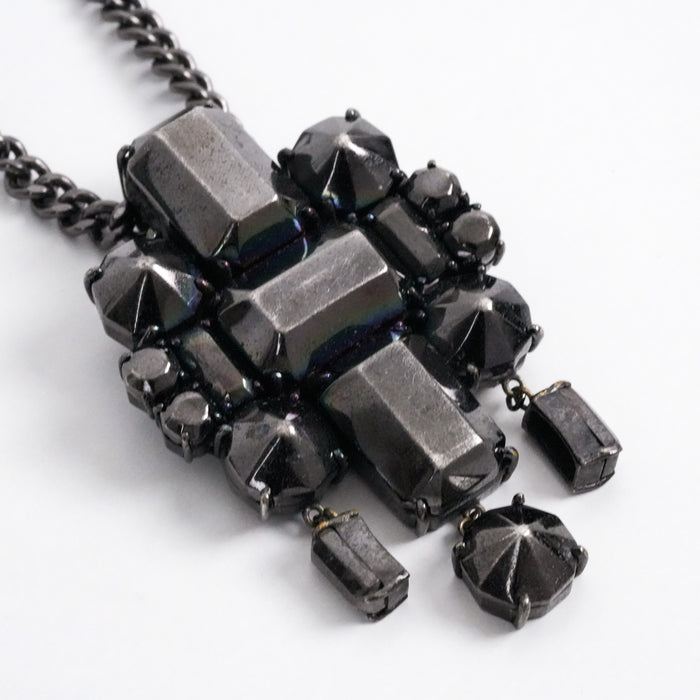 Vintage Black Geometric Statement Necklace