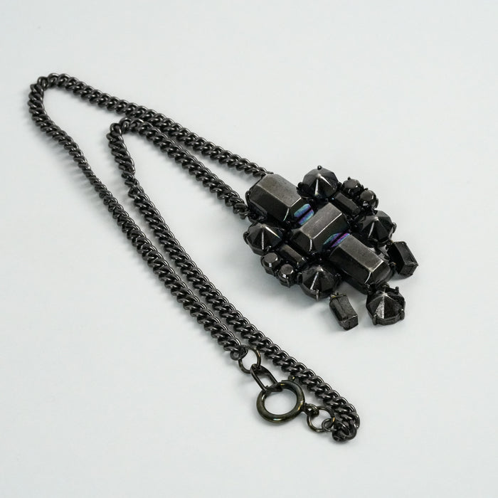 Vintage Black Geometric Statement Necklace