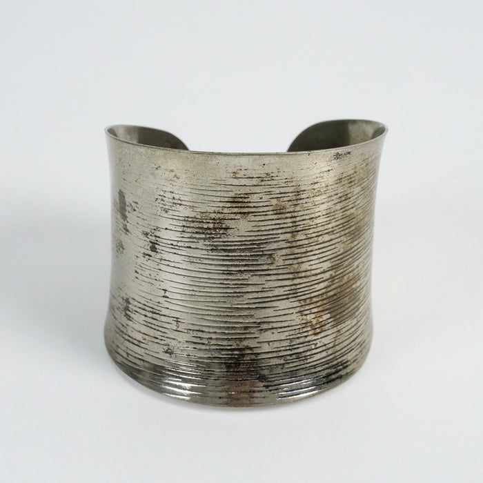 Vintage Silver-Tone Textured Cuff Bracelet