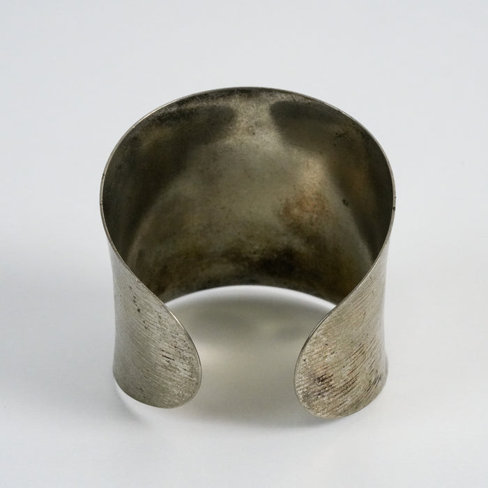 Vintage Silver-Tone Textured Cuff Bracelet