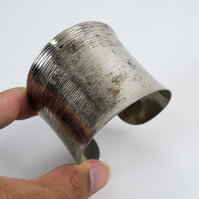 Vintage Silver-Tone Textured Cuff Bracelet