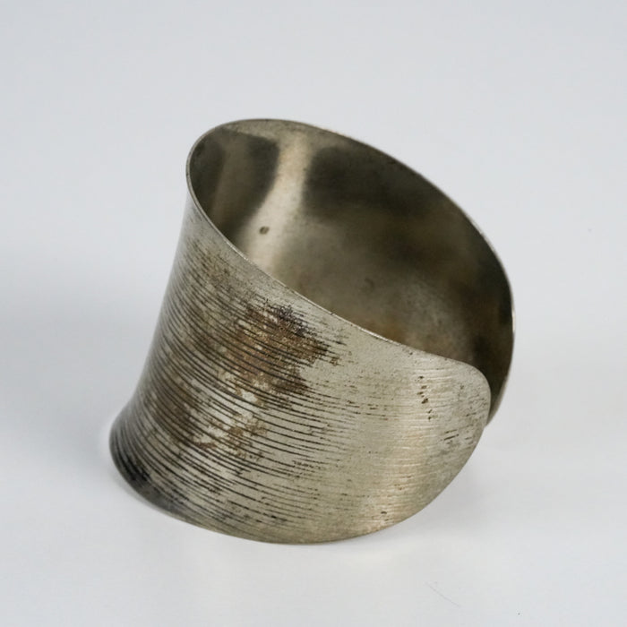 Vintage Silver-Tone Textured Cuff Bracelet