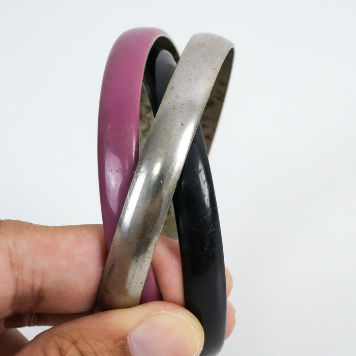 Vintage Triple-Tone Interlocking Bangle Bracelet
