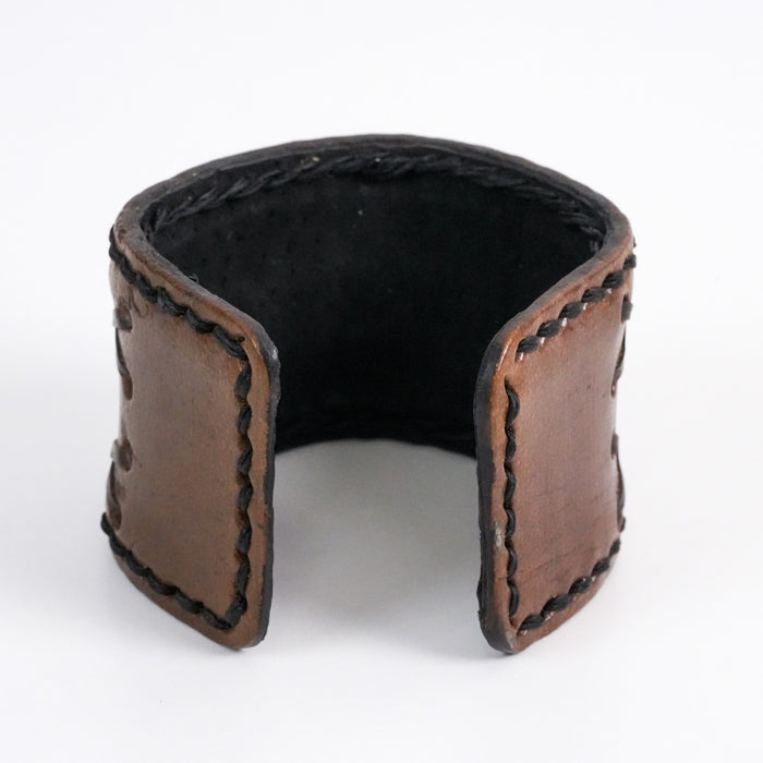 Vintage Brown Woven Leather Cuff Bracelet