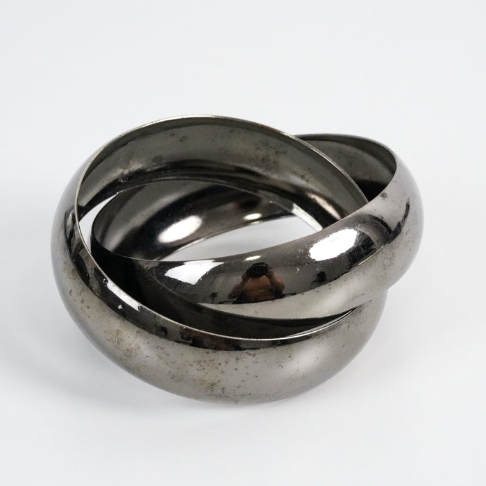 Vintage Gunmetal Interlocking Bangle Bracelets