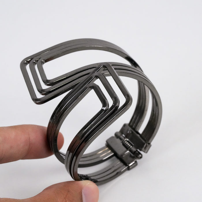 Vintage Gunmetal Geometric Cuff Bracelet