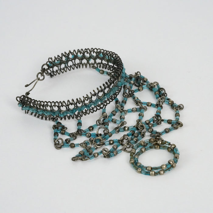 Vintage Beaded Hand Chain Bracelet