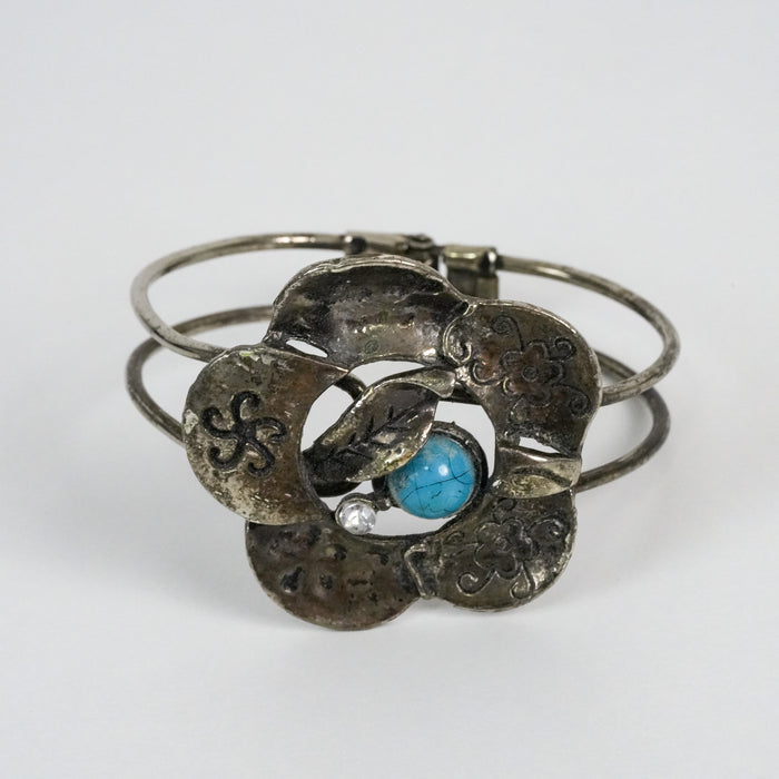 Vintage Floral Double-Band Cuff Bracelet