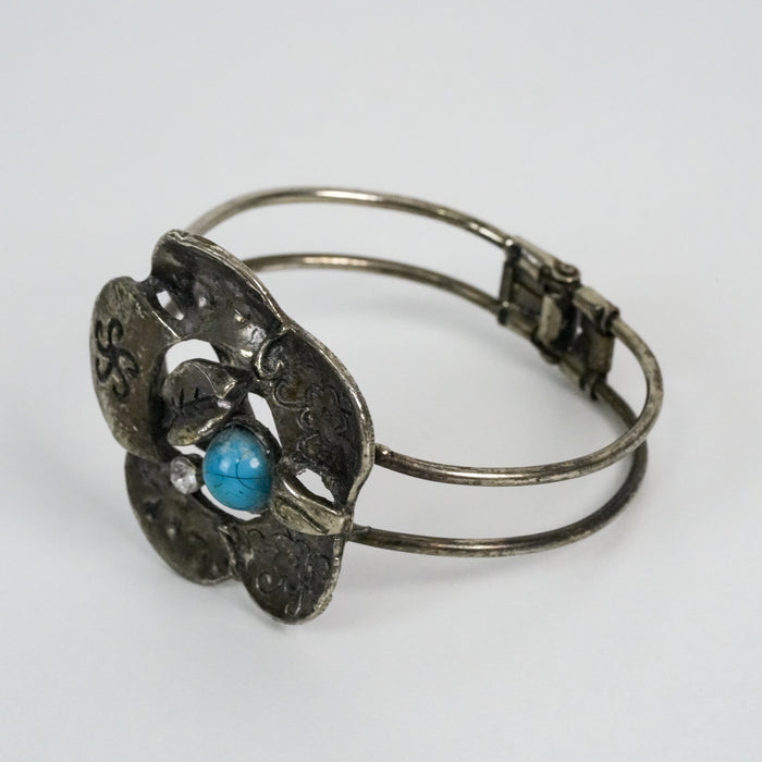 Vintage Floral Double-Band Cuff Bracelet