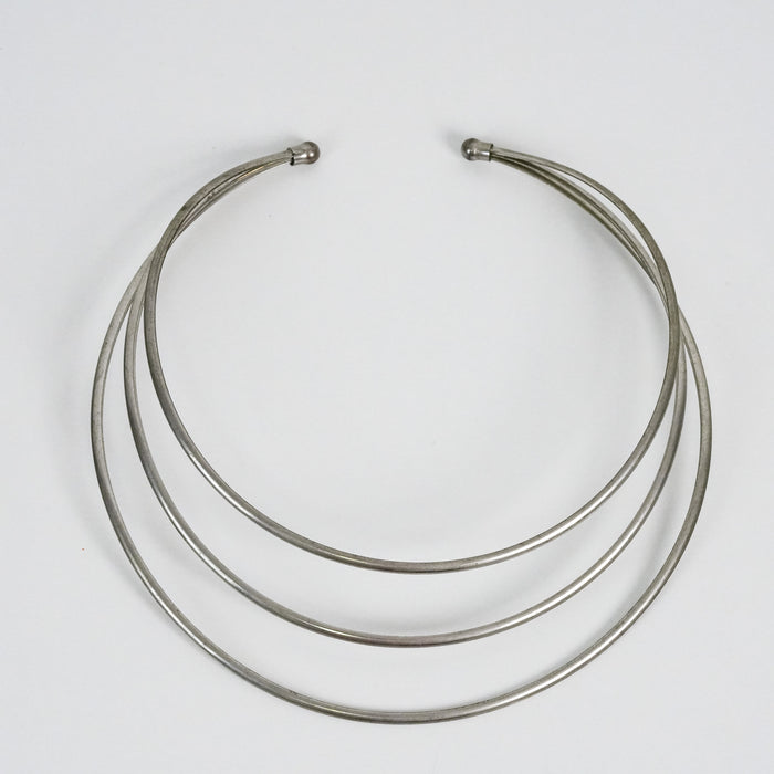 Vintage Silver-Tone Triple-Layer Choker Necklace