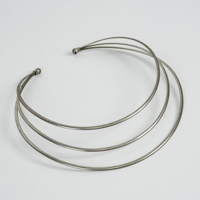 Vintage Silver-Tone Triple-Layer Choker Necklace