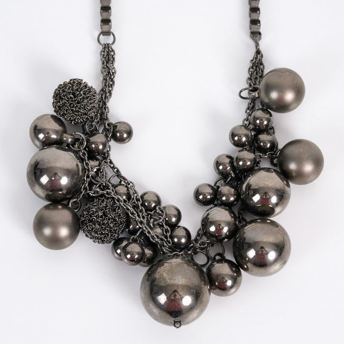 Vintage Gunmetal-Tone Statement Bubble Necklace