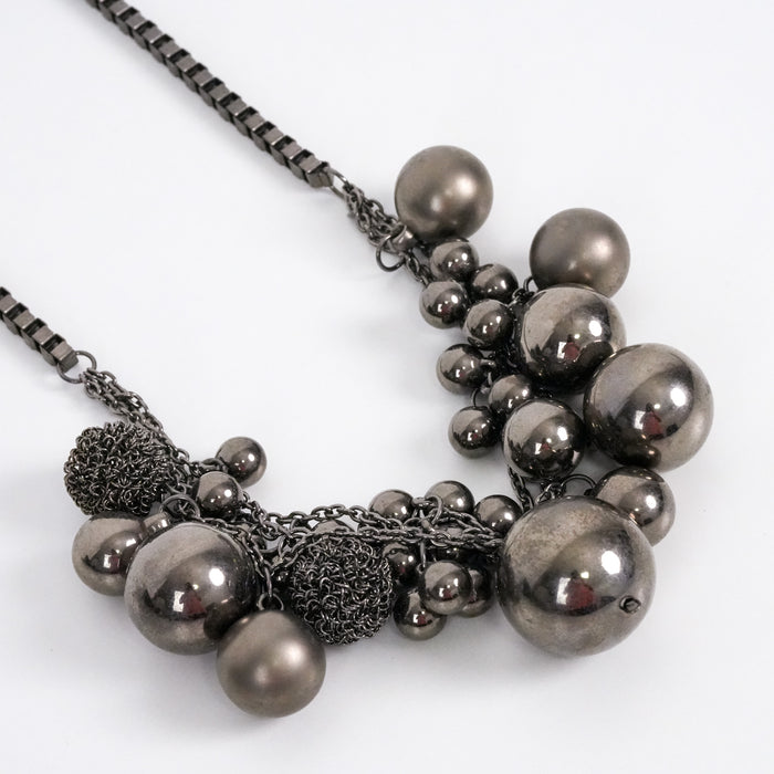 Vintage Gunmetal-Tone Statement Bubble Necklace