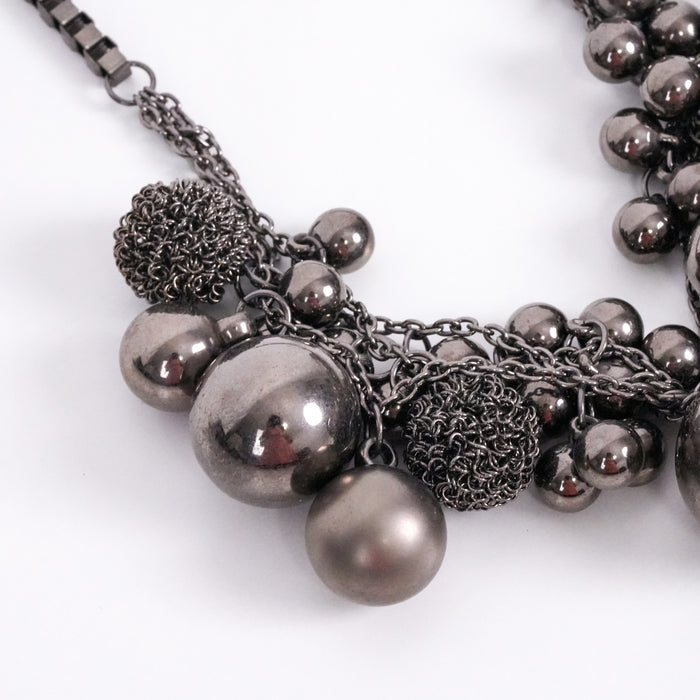 Vintage Gunmetal-Tone Statement Bubble Necklace