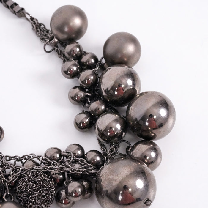 Vintage Gunmetal-Tone Statement Bubble Necklace