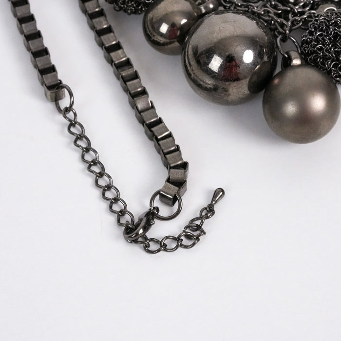 Vintage Gunmetal-Tone Statement Bubble Necklace